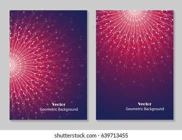 Modern vector templates for brochure cover in A4 size. Abstract geometric background with connected lines and dots. Business, science, medicine and technology design.