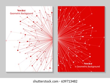 Modern vector templates for brochure cover in A4 size. Abstract geometric background with connected lines and dots. Business, science, medicine and technology design.