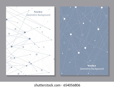 Modern vector templates for brochure cover in A4 size. Abstract geometric background with connected lines and dots. Business, science, medicine and technology design.