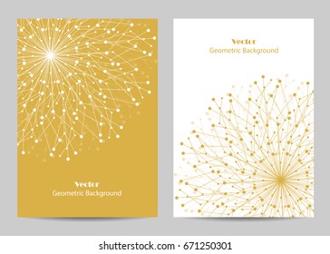 Modern vector templates for brochure cover in A4 size. Abstract geometric background with connected lines and dots. Business, science, medicine and technology design.