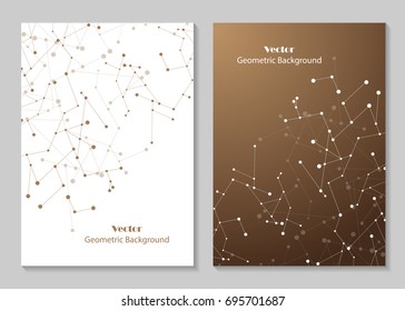 Modern vector templates for brochure cover in A4 size. Abstract geometric background with connected lines and dots. Business, science, medicine and technology design.