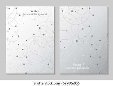 Modern vector templates for brochure cover in A4 size. Abstract geometric background with connected lines and dots. Business, science, medicine and technology design.