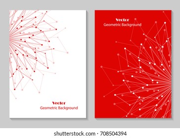 Modern vector templates for brochure cover in A4 size. Abstract geometric background with connected lines and dots. Business, science, medicine and technology design.