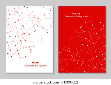 Modern vector templates for brochure cover in A4 size. Abstract geometric background with connected lines and dots. Business, science, medicine and technology design.