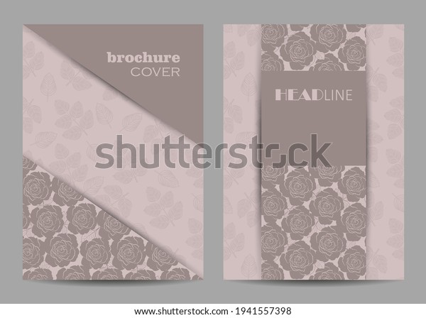 Modern vector templates for brochure cover in A4\
size with beautiful\
flowers