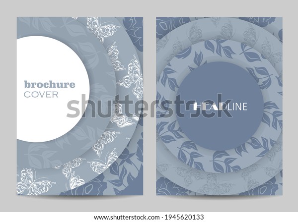 Modern vector templates for brochure cover in A4\
size with natural\
pattern
