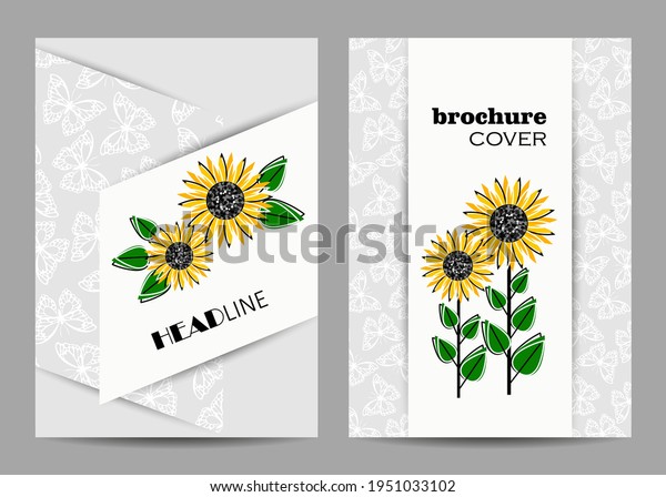 Modern vector templates for brochure cover in A4\
size with beautiful\
flowers