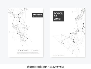 Moderne Vektorvorlagen für Broschüren, Flyer, Cover-Magazine. Molekülstruktur mit verbundenen Punkten und Linien. Abstrakter Kommunikationshintergrund