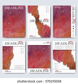 Modern vector templates for brochure, flyer, cover magazine or report in A4 size. Business, science, medicine and technology design . Watercolor background . Vector illustration.