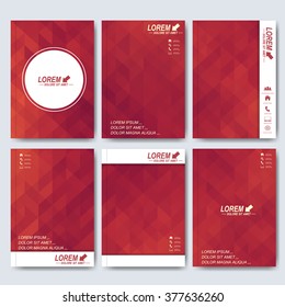 Modern vector templates for brochure, flyer, cover magazine or report in A4 size. Business, science, medicine and technology design .  Background with red triangles.