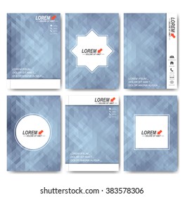 Modern vector templates for brochure, flyer, cover magazine or report in A4 size. Business, science, medicine and technology design . Background with grey triangles.