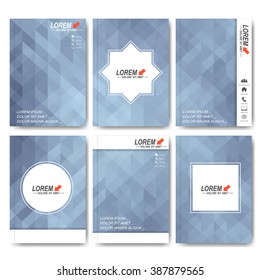 Modern vector templates for brochure, flyer, cover magazine or report in A4 size. Business, science, medicine and technology design . Background with grey triangles.