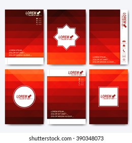 Modern vector templates for brochure, flyer, cover magazine or report in A4 size. Business, science, medicine and technology design . Background with red triangles.