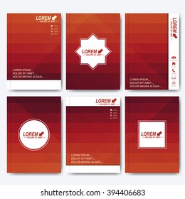 Modern vector templates for brochure, flyer, cover magazine or report in A4 size. Business, science, medicine and technology design . Background with red triangles.