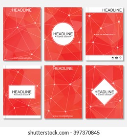 Modern vector templates for brochure, flyer, cover magazine or report in A4 size. Molecule structure and communication, Science vector background.