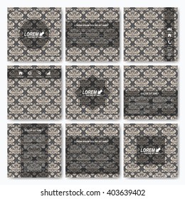 Modern vector templates for brochure, flyer, cover magazine or report . Clean cover layout. Seamless wallpapers in the style of baroque background.