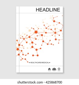 Modern vector templates for brochure, flyer, cover magazine or report in A4 size. Molecule structure and communication, Science vector background.
