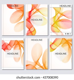 Modern vector templates for brochure, flyer, cover magazine or report in A4 size.Abstract curved lines on bright background
