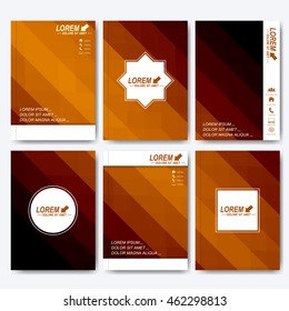 Modern vector templates for brochure, flyer, cover magazine or report in A4 size. Business, science, medicine and technology design . Background with brown lines