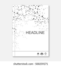 Modern vector templates for brochure, flyer, cover magazine or report in A4 size. Molecule structure and communication on the blue background..