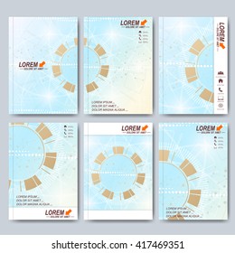 Modern vector templates for brochure, Leaflet, flyer, cover, magazine or annual report in A4 size. Business, science, medicine and technology design book layout. Abstract technology presentation.