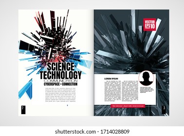Modern vector templates for brochure, magazine, flyer, booklet with 3D rendering technology concept