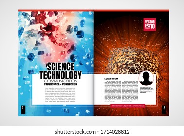 Modern vector templates for brochure, magazine, flyer, booklet with 3D rendering technology concept
