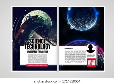 Modern vector templates for brochure, magazine, flyer, booklet with 3D rendering technology concept