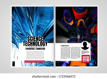 Modern vector templates for brochure, magazine, flyer, booklet with 3D rendering technology concept