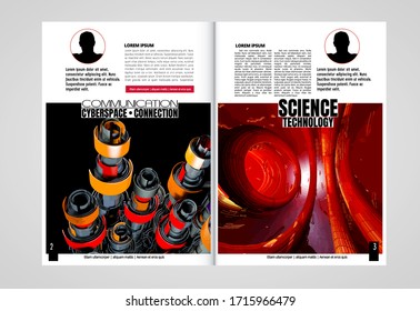 Modern vector templates for brochure, magazine, flyer, booklet with 3D rendering technology concept