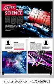 Modelos vectoriales modernos para folletos, revistas, volantes, folletos con el concepto de tecnología de renderizado 3D