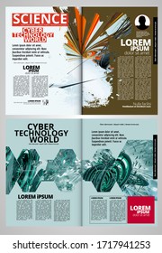 Modern vector templates for brochure, magazine, flyer, booklet with 3D rendering technology concept