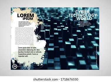 Modern vector templates for brochure, magazine, flyer, booklet with 3D rendering technology concept