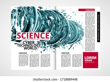 Modern vector templates for brochure, magazine, flyer, booklet with 3D rendering technology concept
