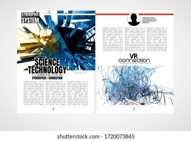 Modelos vectoriales modernos para folletos, revistas, volantes, folletos con el concepto tecnológico en segundo plano