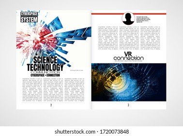 Modern vector templates for brochure, magazine, flyer, booklet with technology concept in background