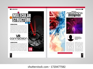 Modern vector templates for brochure, magazine, flyer, booklet with technology concept in background