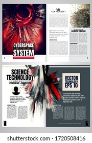 Modern vector templates for brochure, magazine, flyer, booklet with technology concept in background