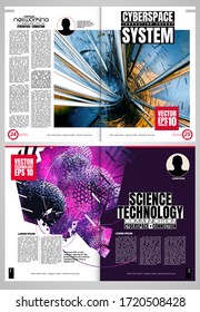 Modern vector templates for brochure, magazine, flyer, booklet with technology concept in background