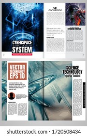 Modern vector templates for brochure, magazine, flyer, booklet with technology concept in background