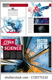Modern vector templates for brochure, magazine, flyer, booklet with technology concept in background