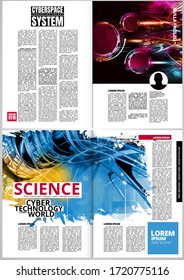Modern vector templates for brochure, magazine, flyer, booklet with technology concept in background