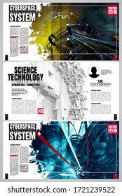 Modern vector templates for brochure, magazine, flyer, booklet with technology concept in background