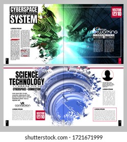 Modern vector templates for brochure, magazine, flyer, booklet with technology concept in background