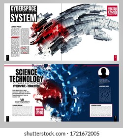 Modern vector templates for brochure, magazine, flyer, booklet with technology concept in background