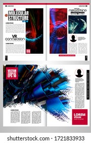 Modelos vectoriales modernos para folletos, revistas, volantes, folletos con el concepto tecnológico en segundo plano