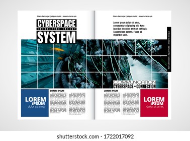 Modern vector templates for brochure, magazine, flyer, booklet with technology concept in background