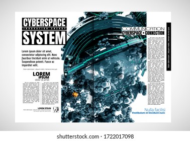 Modern vector templates for brochure, magazine, flyer, booklet with technology concept in background