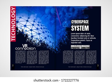 Modern vector templates for brochure, magazine, flyer, booklet with technology concept in background