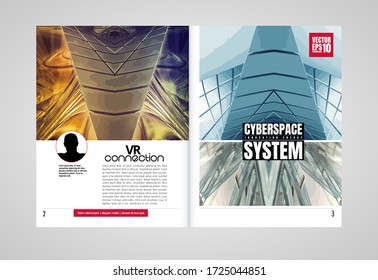 Modern vector templates for brochure, magazine, flyer, booklet with technology concept in background